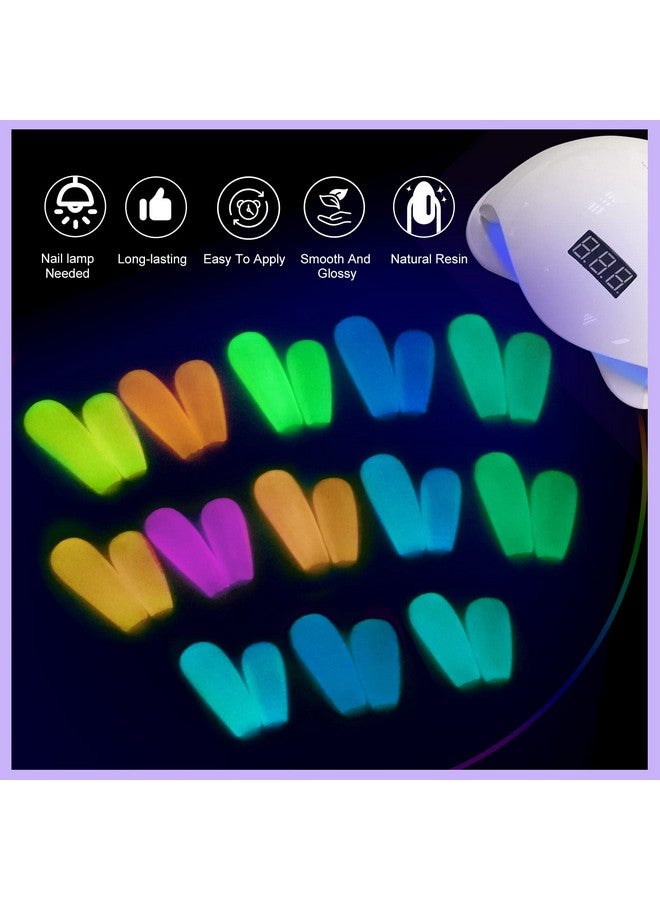 Glows In The Dark Gel Nail Polish Set 12 Holiday Colors Luminous Neon Nail Gel Polish Set Soak Off U V/Led Glow Effect Nail Polish For Diy Nail Art Design Holiday Gifts For Women