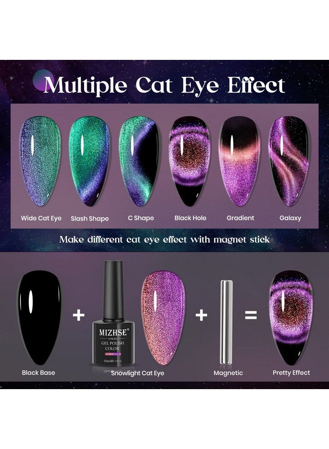 9D Cat Eye Gel Nail Polish 2 Colors Cyan And Purple Holographic Galaxy Cateye Magnetic Nail Polish Gel Magic Cateye Manicure Nail Art Set 10Ml