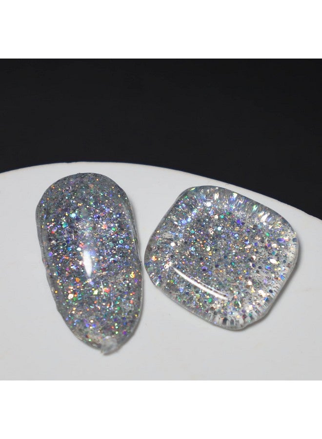 Gel Nail Polish Glitter Uv Gel Soak Off Nail Gel Polish Sparkle Color Manicure Pedicure (Diamond Silver)