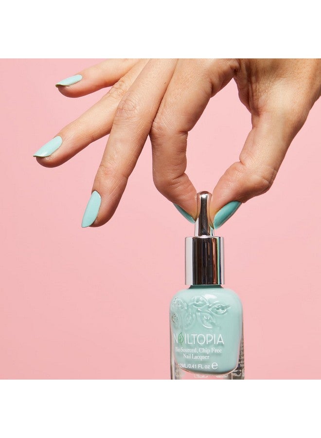 Plantbased Chip Free Nail Lacquer Non Toxic, Biosourced, Longlasting, Strengthening Polish Hula Girl (Sky Blue) 0.41Oz