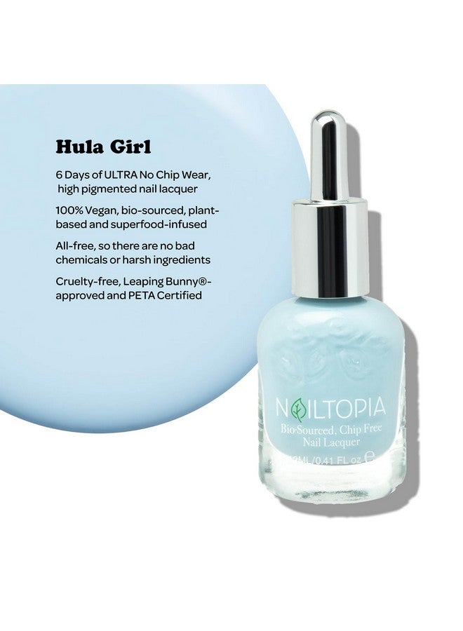 Plantbased Chip Free Nail Lacquer Non Toxic, Biosourced, Longlasting, Strengthening Polish Hula Girl (Sky Blue) 0.41Oz