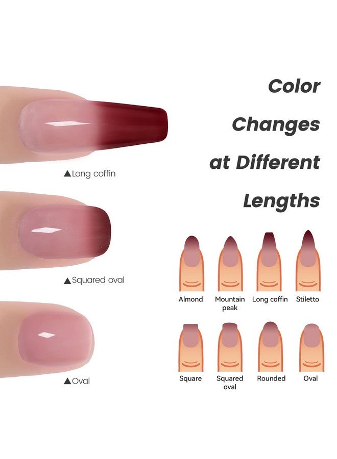 Color Changing Gel Nail Polish,15Ml Translucent Nude Pink To Burgundy Red Mood Temperature Change Colors Thermal Spring Uv Nail Gel Varnish,Wb08