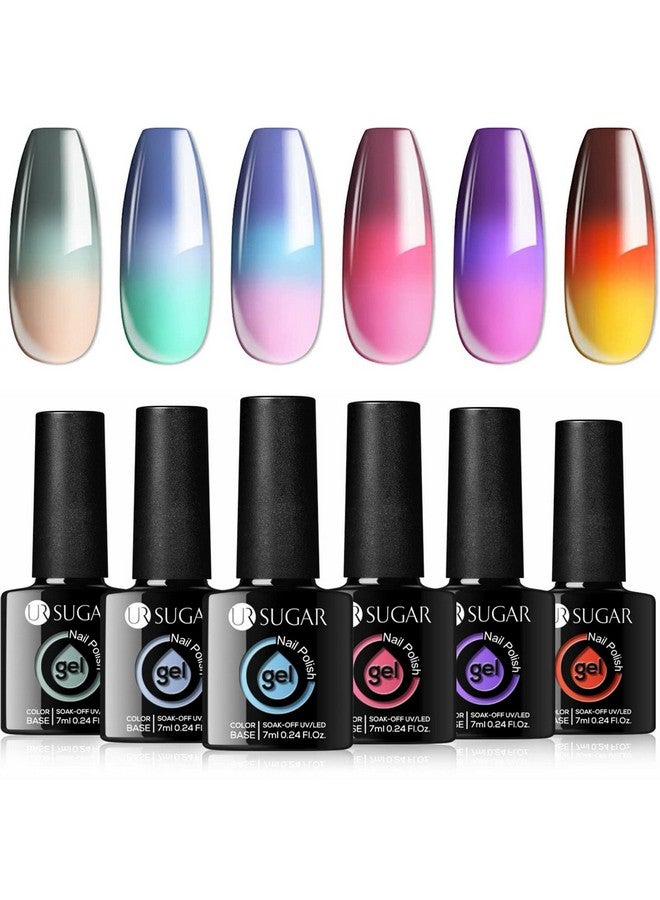 Color Changing Gel Nail Polish Set 6 Colors Temperature Red Pink Purple Mood Changing Long Lasting Soak Off Manicure Diy Home Kit For Women