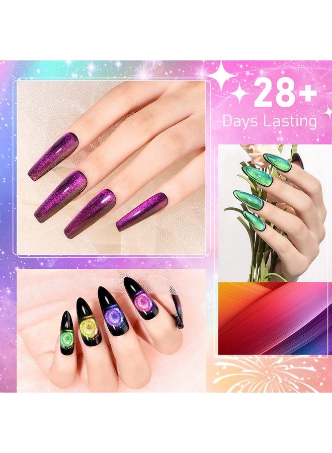 Cat Eye Gel Nail Polish With Magnet 9D Galaxy Cateye Manicure Soak Off Uv Diy Salon Home Gift 12 Colors 7Ml(0.24Fl Oz)