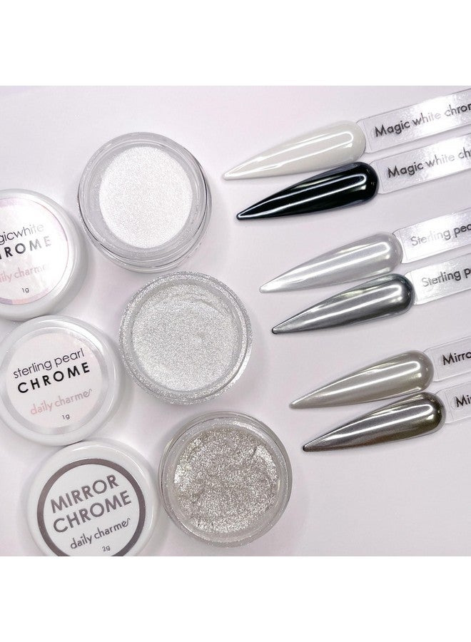 Sterling Pearl Nail Chrome Powder (Pearl) 1G Metallic Nail Powder Translucent Pearlescent Pigment Mirror Metallic Effect Home Diynail Salon Manicure