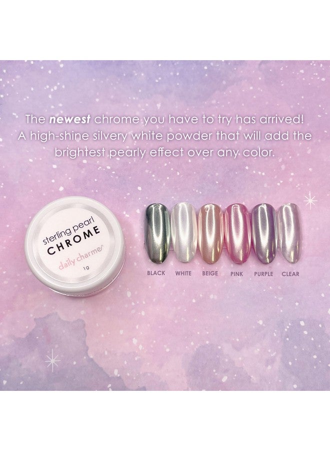 Sterling Pearl Nail Chrome Powder (Pearl) 1G Metallic Nail Powder Translucent Pearlescent Pigment Mirror Metallic Effect Home Diynail Salon Manicure