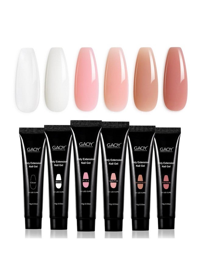 Poly Gel Set Nail Extension Gel 6 Colors Nude Pink Builder Gel Nail Enhancement Gel For Beginner & Professional Nail Art Salon Diy