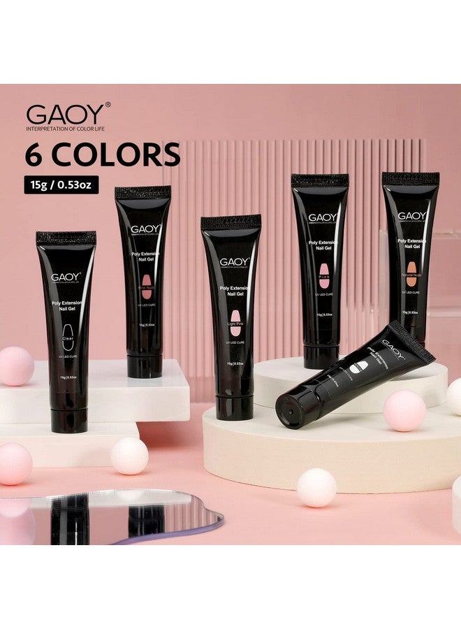 Poly Gel Set Nail Extension Gel 6 Colors Nude Pink Builder Gel Nail Enhancement Gel For Beginner & Professional Nail Art Salon Diy