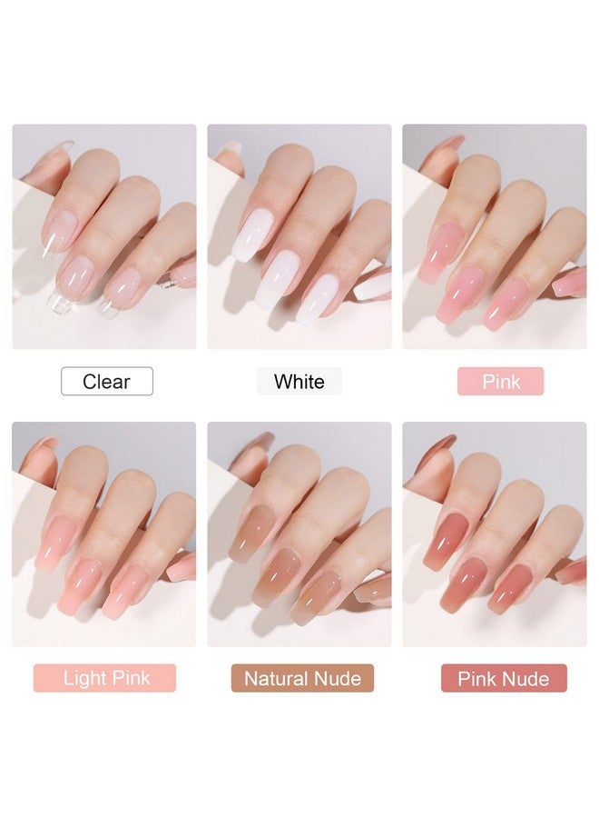 Poly Gel Set Nail Extension Gel 6 Colors Nude Pink Builder Gel Nail Enhancement Gel For Beginner & Professional Nail Art Salon Diy