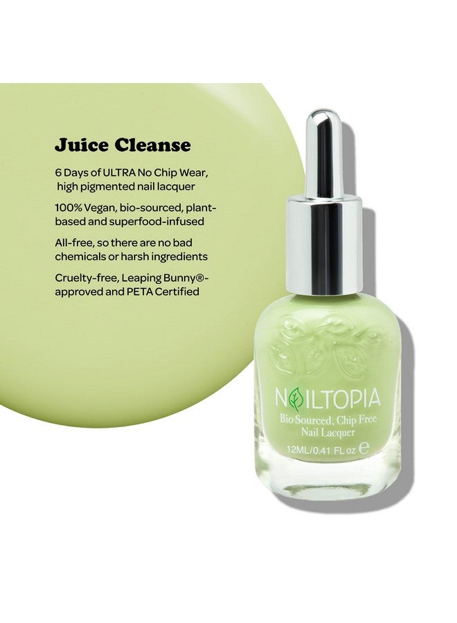 Plantbased Chip Free Nail Lacquer Non Toxic, Biosourced, Longlasting, Strengthening Polish Juice Cleanse (Pastel Green) 0.41Oz