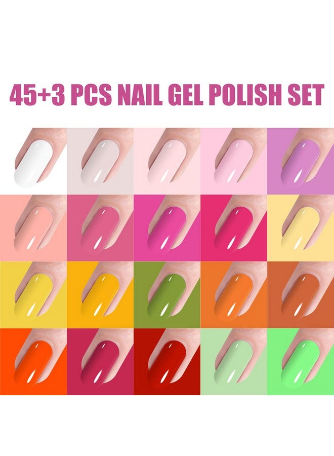 Gel Nail Polish Kit With Uv Led Light 45 Colors All Seasons Popular Gel Polish Set With Base And Matte/Glossy Top Coat Nail Art Manicure Starter Essential Tools Salon Home Gifts For Women