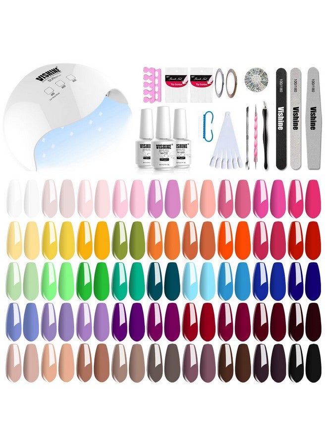 Gel Nail Polish Kit With Uv Led Light 45 Colors All Seasons Popular Gel Polish Set With Base And Matte/Glossy Top Coat Nail Art Manicure Starter Essential Tools Salon Home Gifts For Women