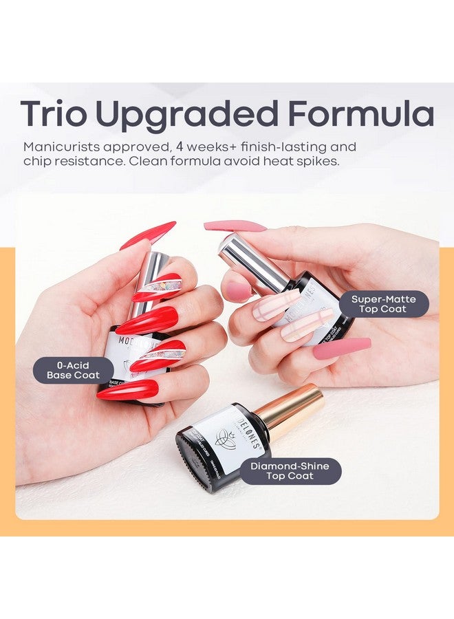 Gel Top Coat Base Coat For Gel Nail Polish, 3Pcs 10Ml No Wipe Matte & Shiny Top Coat, Long Lasting High Gloss And Matte Effects Diy At Home