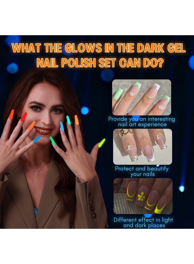 Glows In The Dark Nail Polish Set 24 Holiday Brighrly Colors Luminous Quickingdrying U V Neon Gel Nail Polish Set Reflective Glow Effect Full Coverage Easy To Use Gel Polish Holiday Gifts