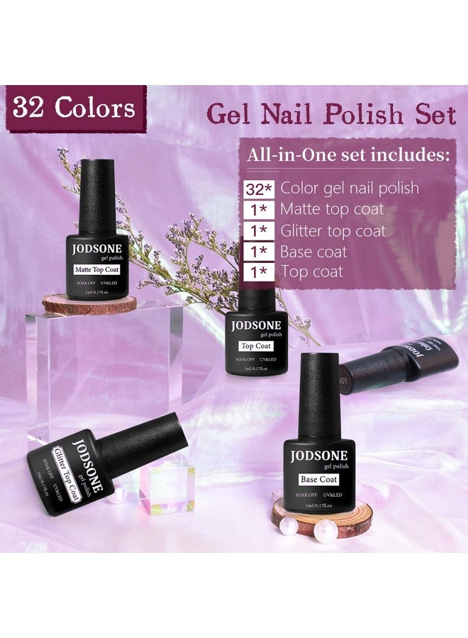 Gel Nail Polish Starter Set Ribbon Glitter Summer Light Gel Nail Polish Winter Dark Nail Polish Glossy 36Piece Multicolor Gel Nail Polish Set