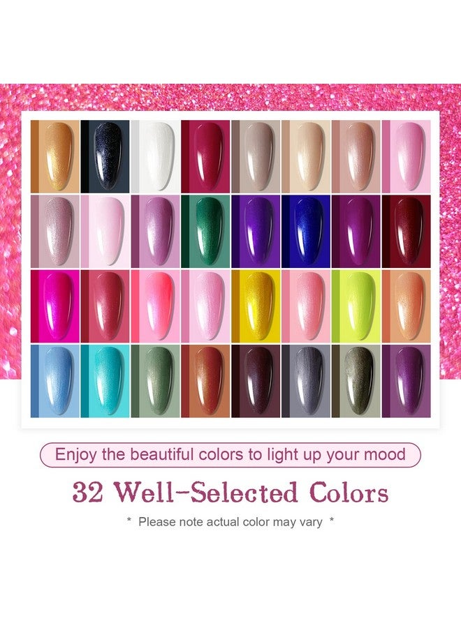 Gel Nail Polish Starter Set Ribbon Glitter Summer Light Gel Nail Polish Winter Dark Nail Polish Glossy 36Piece Multicolor Gel Nail Polish Set