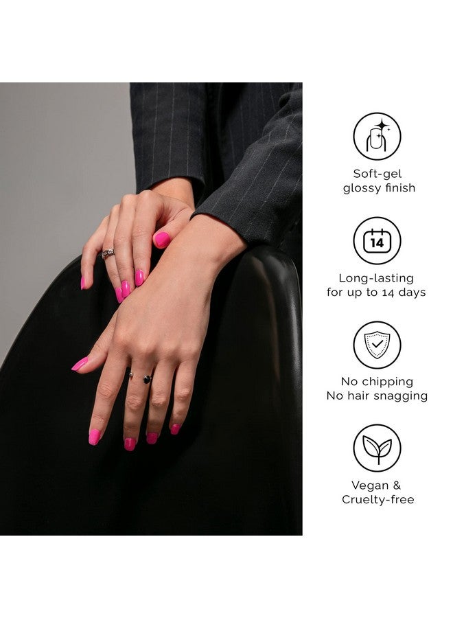Semi Cured Gel Nail Strips│20Pcs Extra Long Nail Polish Strips│Nail Stickers With Glossy Gel Finishing│Pink Bomb
