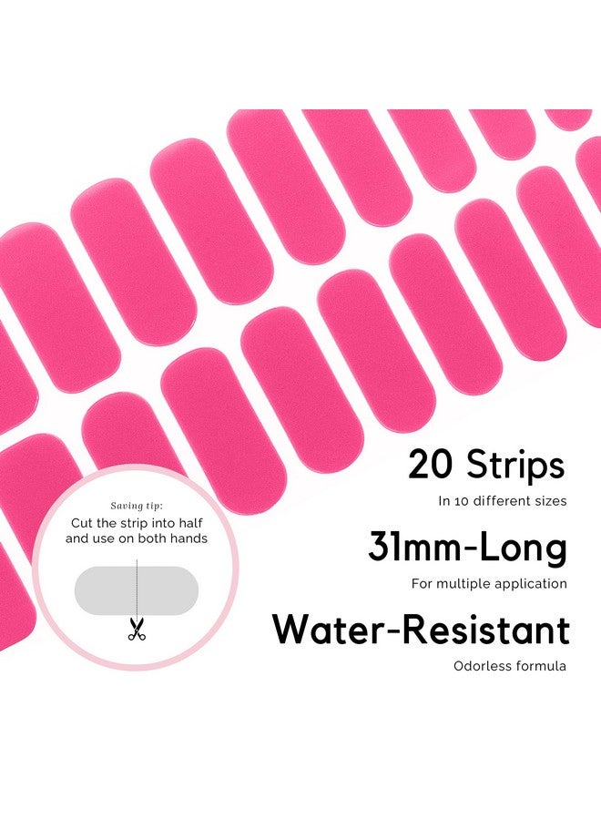 Semi Cured Gel Nail Strips│20Pcs Extra Long Nail Polish Strips│Nail Stickers With Glossy Gel Finishing│Pink Bomb