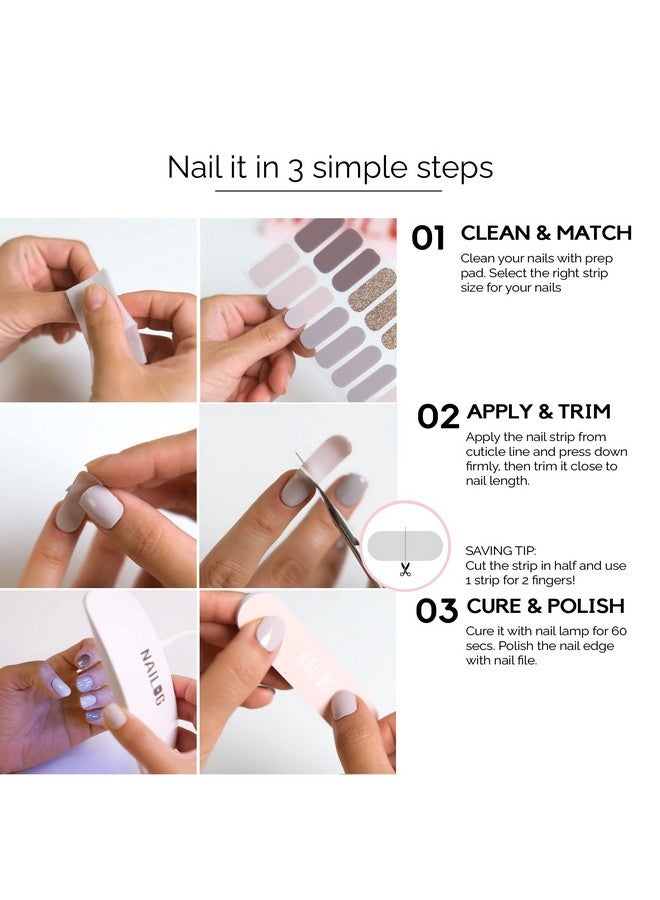 Semi Cured Gel Nail Strips│20Pcs Extra Long Nail Polish Strips│Nail Stickers With Glossy Gel Finishing│Pink Bomb