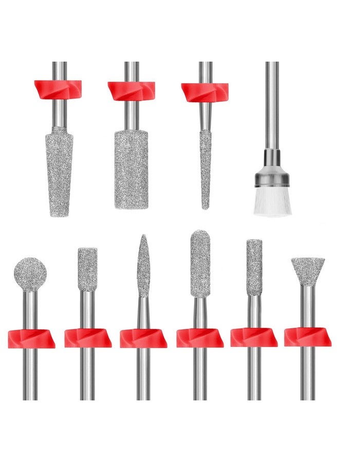 10Pcs Nail Drill Bits 332 Inch Diamond Bits For Nail Drill Efile Cuticle Cleaner Drill Set For Nails Acrylic Remover Tool Manicure Pedicure Kit For Nail Gel Polish Nail Prep Salon Home