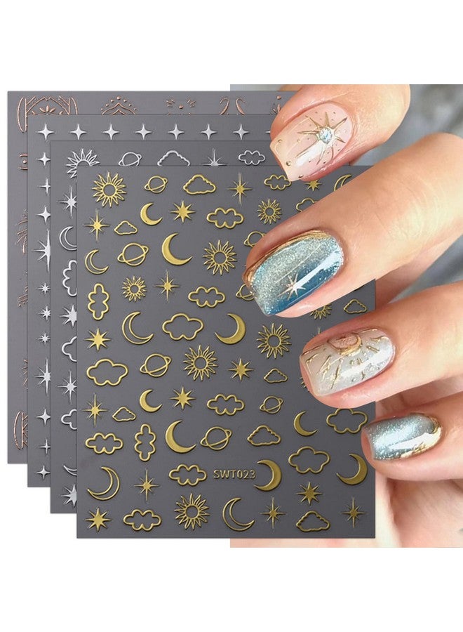 9 Sheets Moon Star Nail Art Stickers Decals Selfadhesive Pegatinas Uñas Colorful Nail Supplies Nail Art Design Decoration Accessories