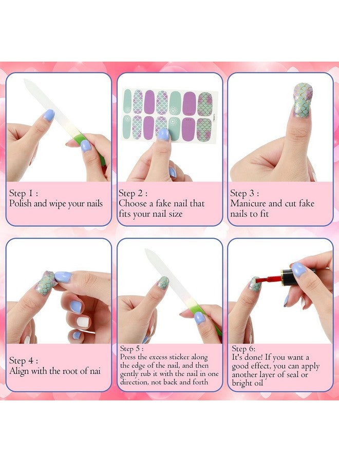 336 Pieces 24 Sheets Full Wrap Nail Polish Stickers Nail Strips Selfadhesive Gel Nail Strips Art Decals With Nail File For Home Women Girls Diy Nail Decorations(Gradient Style)