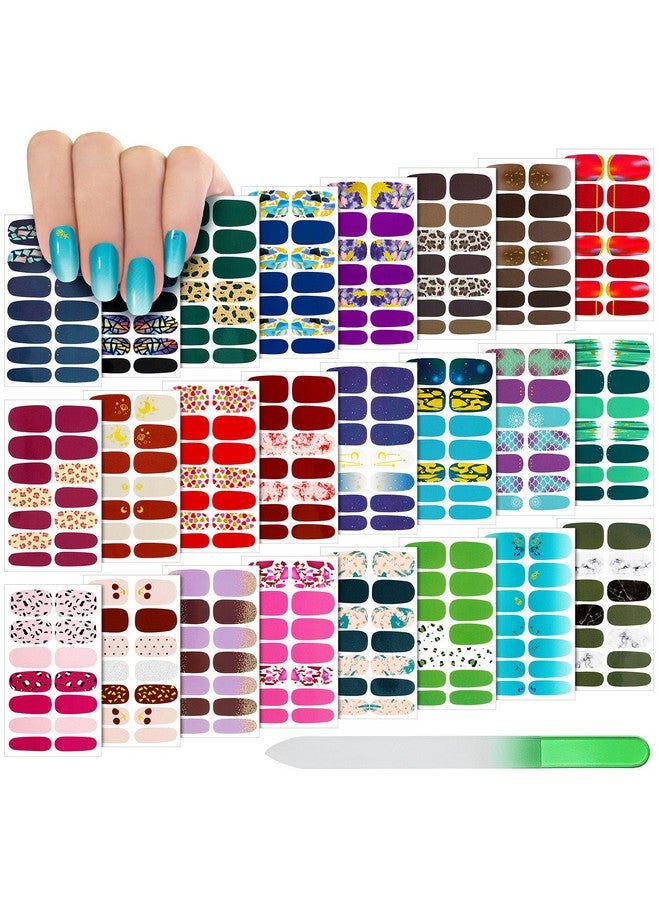 336 Pieces 24 Sheets Full Wrap Nail Polish Stickers Nail Strips Selfadhesive Gel Nail Strips Art Decals With Nail File For Home Women Girls Diy Nail Decorations(Gradient Style)