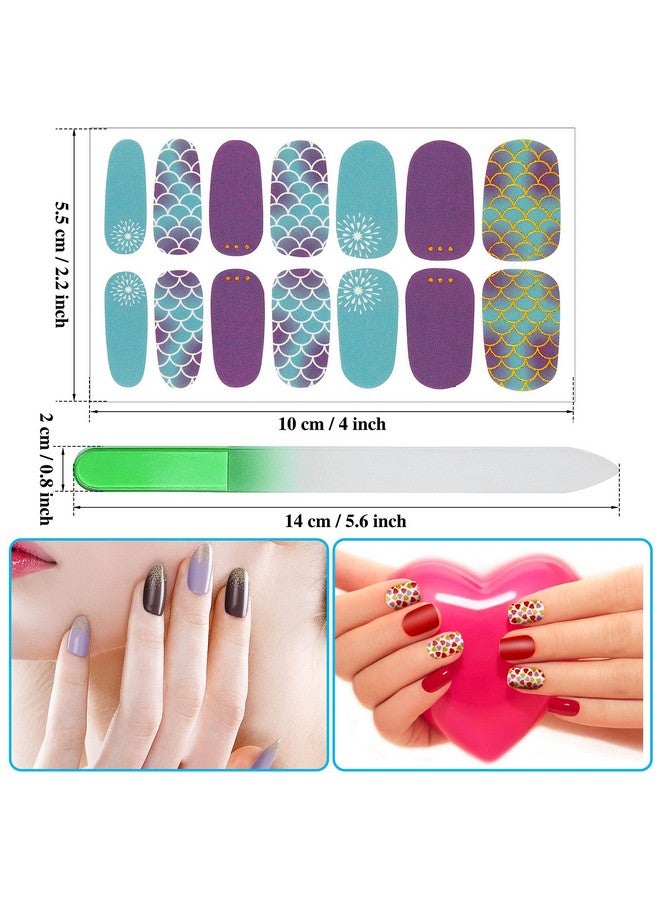 336 Pieces 24 Sheets Full Wrap Nail Polish Stickers Nail Strips Selfadhesive Gel Nail Strips Art Decals With Nail File For Home Women Girls Diy Nail Decorations(Gradient Style)