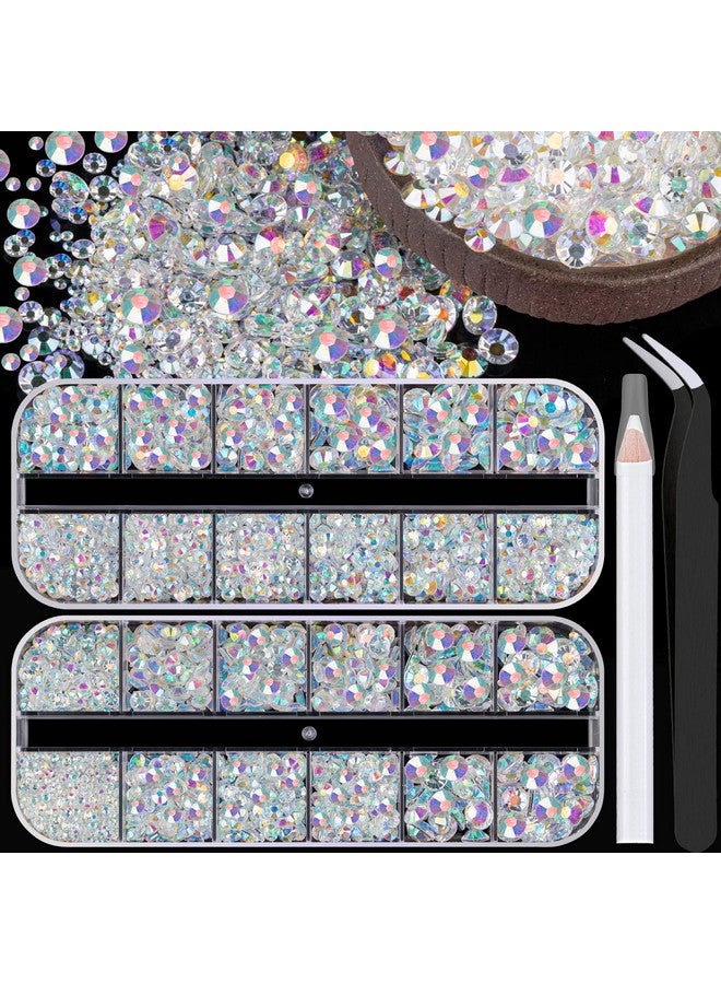 3500Pcs Resin Rhinestones Kits 23456Mm Flatback Jelly Rhinestones 2 Box Transparent Ab Non Hotfix Crystal Gems For Diy Crafts Mugs Bottles Tumblers Clothes Makeup Nail Manicure