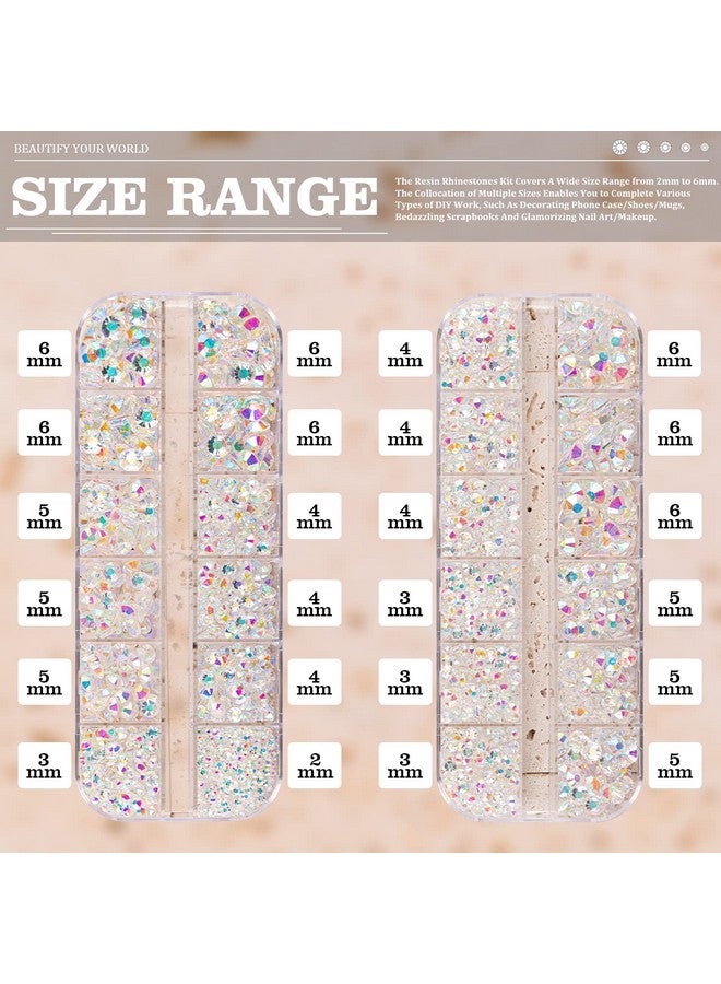 3500Pcs Resin Rhinestones Kits 23456Mm Flatback Jelly Rhinestones 2 Box Transparent Ab Non Hotfix Crystal Gems For Diy Crafts Mugs Bottles Tumblers Clothes Makeup Nail Manicure