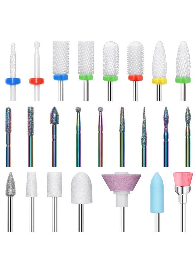 24Pcs Nail Drill Bit Set 332” Ceramic Diamond Carbide Nail Drill Bits Acrylic Gel Nail Bit Kit Cuticle Remover Bits For Acrylic Gel Dip Powder Nail Manicure Pedicure