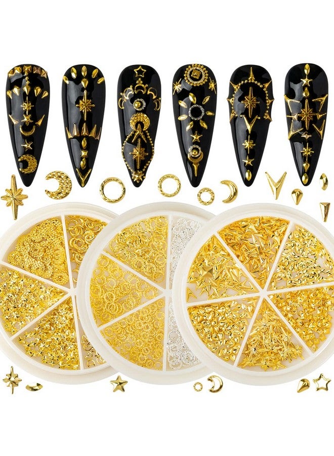 Nail Art Rivets Star Moon Nail Art Studs Gold Silver Nail Art Charms Nail Art Accessories Nail Art Metal Rivets Gemstone Jewelry Diy Crafts Design Supplies Nail Decorations Kits