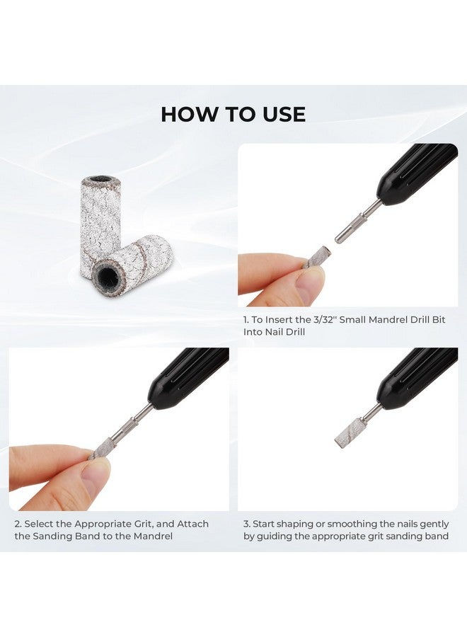 80 Piece Small Sanding Bands Nail Drill Bit Fine Sanding Bands For Nail Drill With 3.1Mm Mandrel Bit For Acrylic Nails Gel Removing Shaping Polishing Nail Salon Use (180 Grit Zebra)