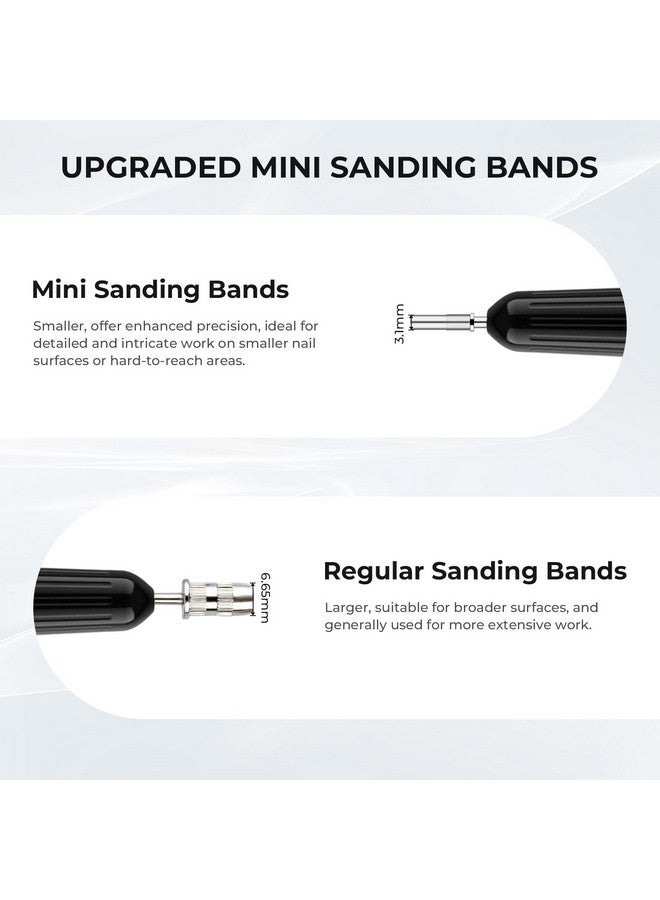 80 Piece Small Sanding Bands Nail Drill Bit Fine Sanding Bands For Nail Drill With 3.1Mm Mandrel Bit For Acrylic Nails Gel Removing Shaping Polishing Nail Salon Use (180 Grit Zebra)