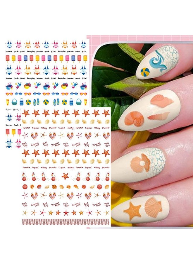 Summer Nail Decals Stickers Selfadhesive Diy Design Nail Art Decorations (12 Sheets)