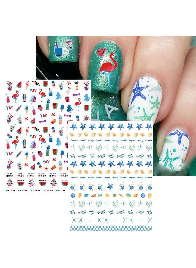 Summer Nail Decals Stickers Selfadhesive Diy Design Nail Art Decorations (12 Sheets)
