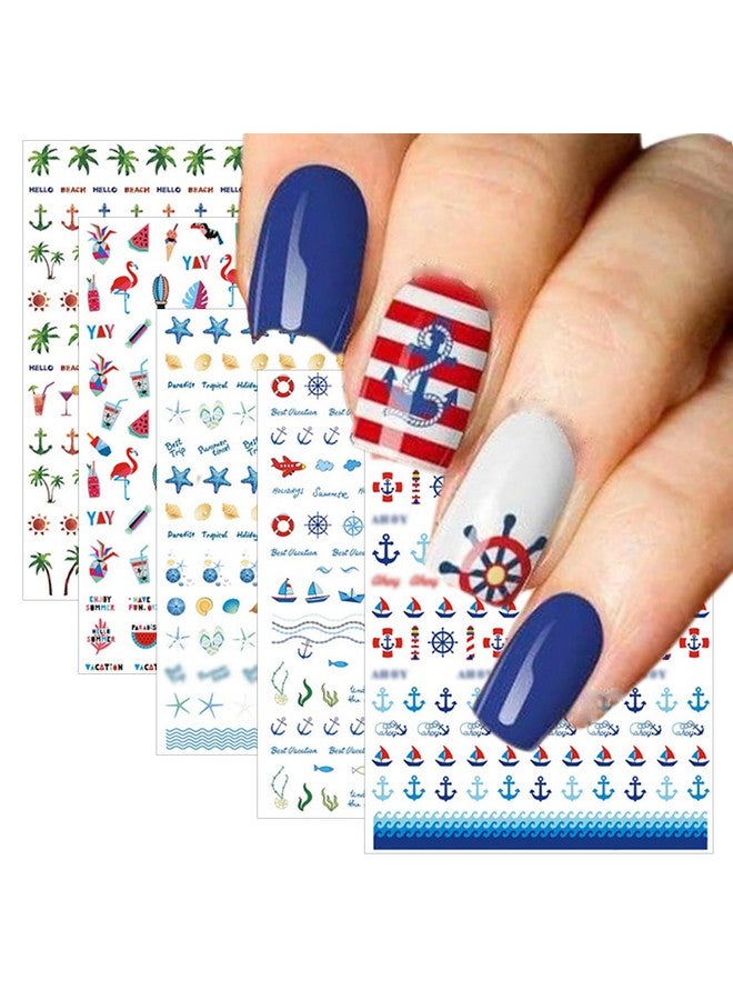 Summer Nail Decals Stickers Selfadhesive Diy Design Nail Art Decorations (12 Sheets)