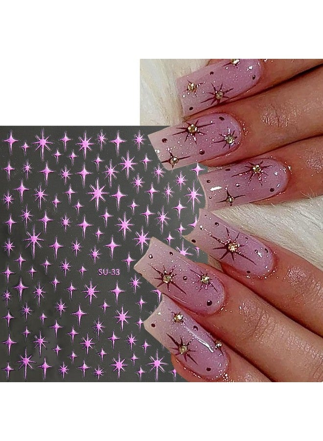 Star Nail Stickers For Nail Art 6Pcs 3D Selfadhesive Gold Silver Laser Stars Nail Art Stickers Shiny Crystal Design Star Sticker For Nails Diy Accessories Luxury Nail Decals Women Manicure Supplies