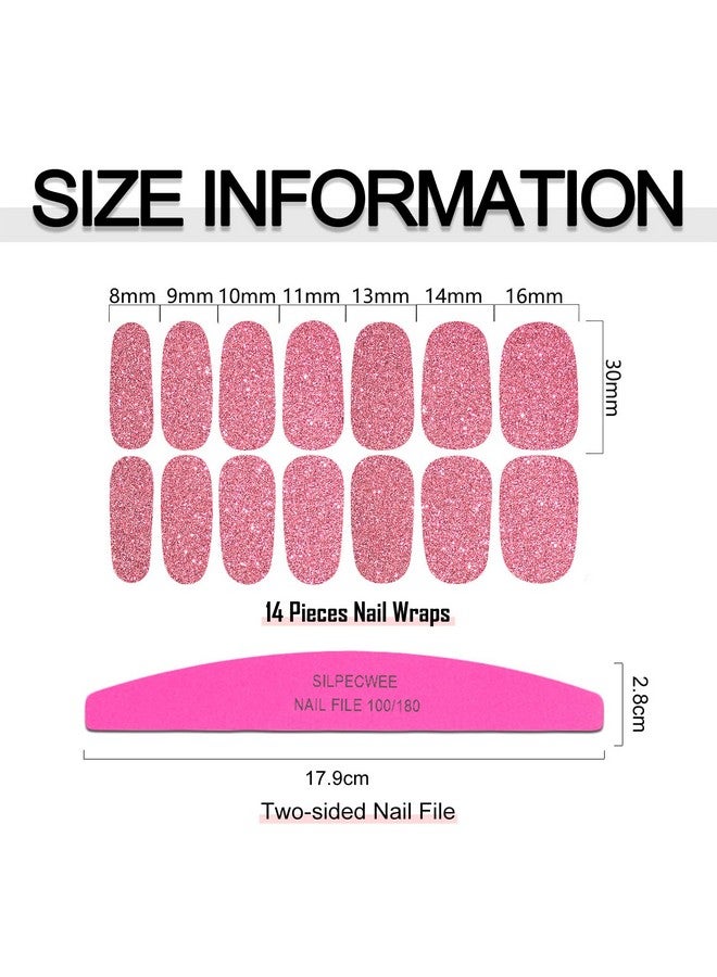 16 Sheets Red Glitter Nail Wraps For Women Solid Color Nail Polish Strips Self Adhesive Nail Polish Stickers Fingernail Manicure Sticker Nail Art With 1Pc Nail File (Lovely Color)