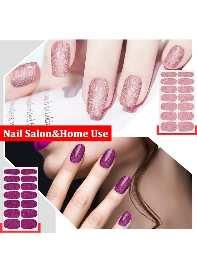 16 Sheets Red Glitter Nail Wraps For Women Solid Color Nail Polish Strips Self Adhesive Nail Polish Stickers Fingernail Manicure Sticker Nail Art With 1Pc Nail File (Lovely Color)