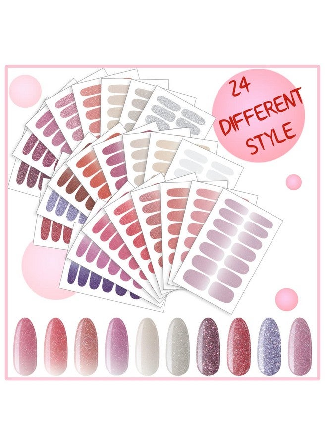 336 Pieces 24 Sheets Full Wrap Nail Polish Stickers Nail Strips Selfadhesive Gel Nail Strips Art Decals With Nail File For Home Women Girls Diy Nail Decorations (Elegant Style)