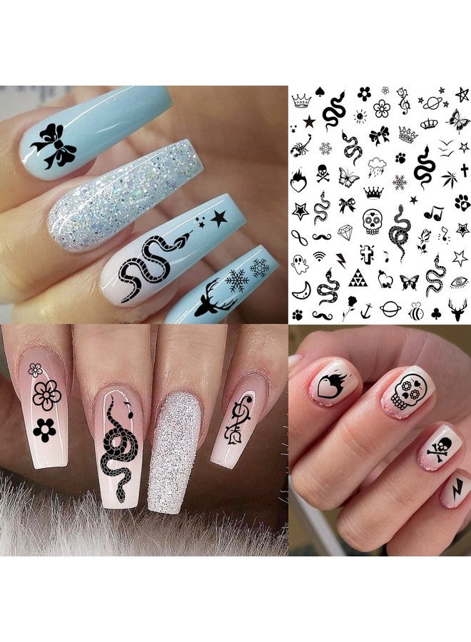 6 Sheets Selfadhesive Snake Heart Moon Star Nail Art Sticker Decals Abstract Lady Face Nail Stickers For Women Diy Manicure Decorations Geometric Triangle Arrow Nail Decals Accessories Tip
