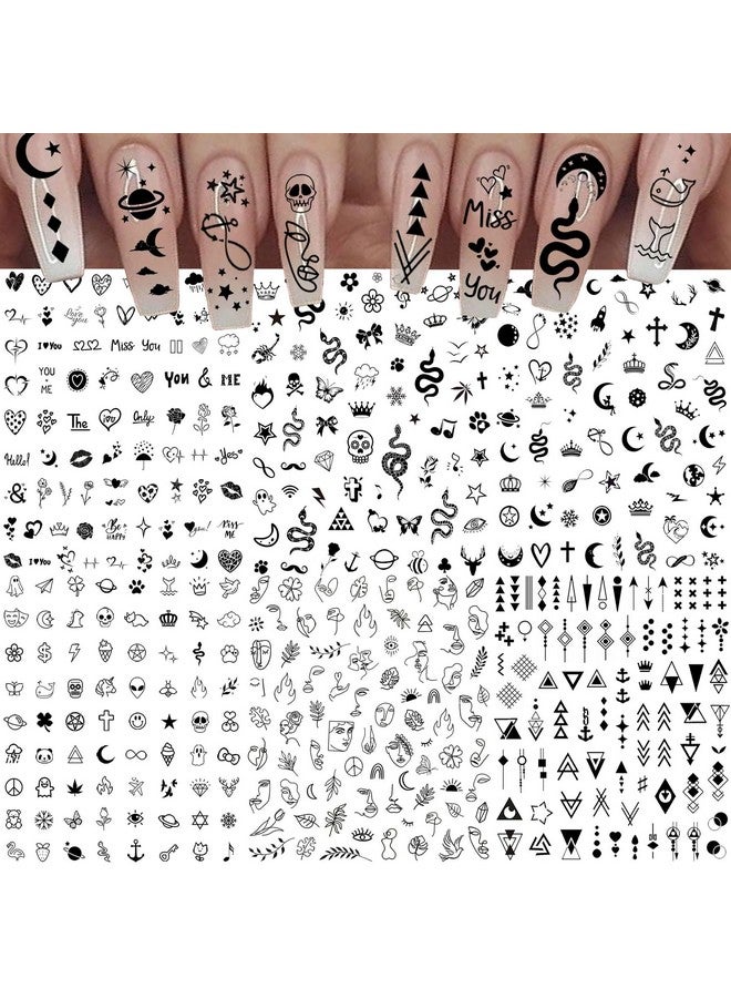 6 Sheets Selfadhesive Snake Heart Moon Star Nail Art Sticker Decals Abstract Lady Face Nail Stickers For Women Diy Manicure Decorations Geometric Triangle Arrow Nail Decals Accessories Tip