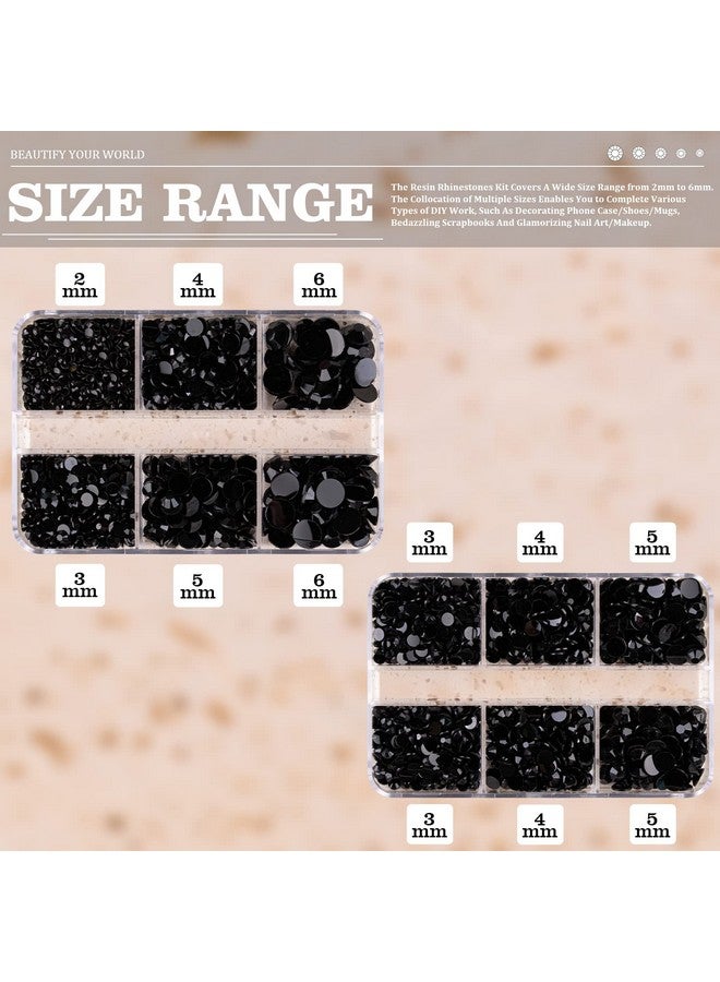 Resin Rhinestones Kits 23456Mm Flatback Jelly Rhinestones 2 Box Black Non Hotfix Crystal Gems For Diy Crafts Mugs Bottles Tumblers Clothes Makeup Nail Manicure