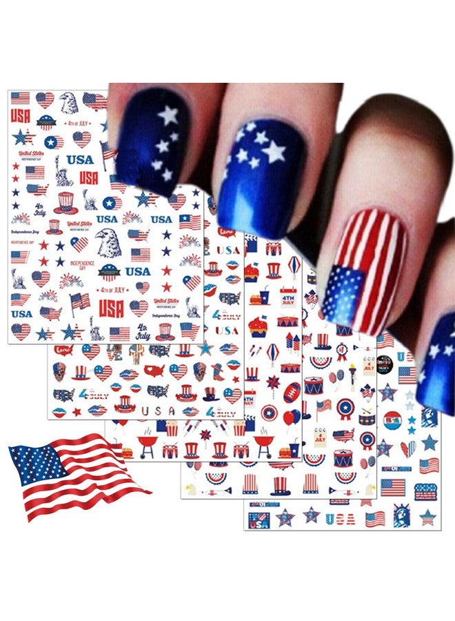 12 Sheets 4Th Of July Nail Decals Stickers Self Adhesive Independence Day Patriotic American Flag Diy Design Eagles Usa Nail Art Decorations