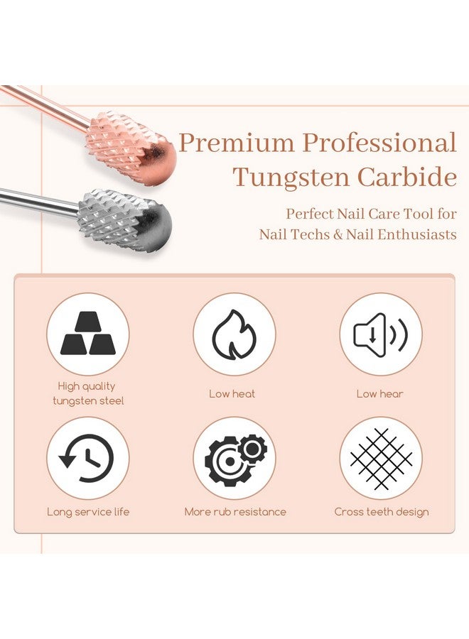 Nail Drill Bits 2 Pcs Safety Nail Bits For Nail Drill 332'' Tungsten Carbide Nail Drill Bit Smooth Round Top Large Barrel Bits Nail Supplies For Nail Tech To Remove Acrylic Nails (2Xc)