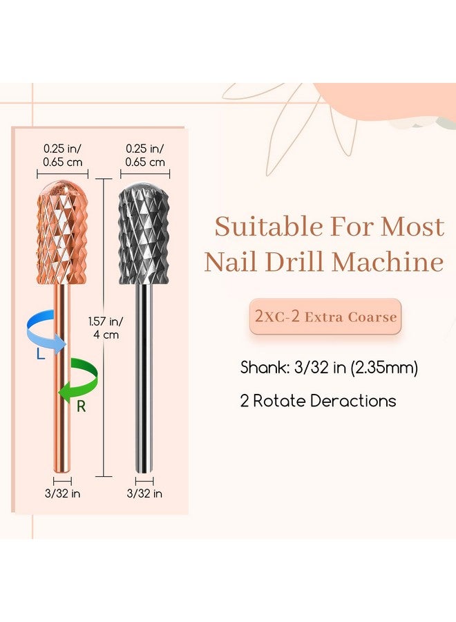 Nail Drill Bits 2 Pcs Safety Nail Bits For Nail Drill 332'' Tungsten Carbide Nail Drill Bit Smooth Round Top Large Barrel Bits Nail Supplies For Nail Tech To Remove Acrylic Nails (2Xc)