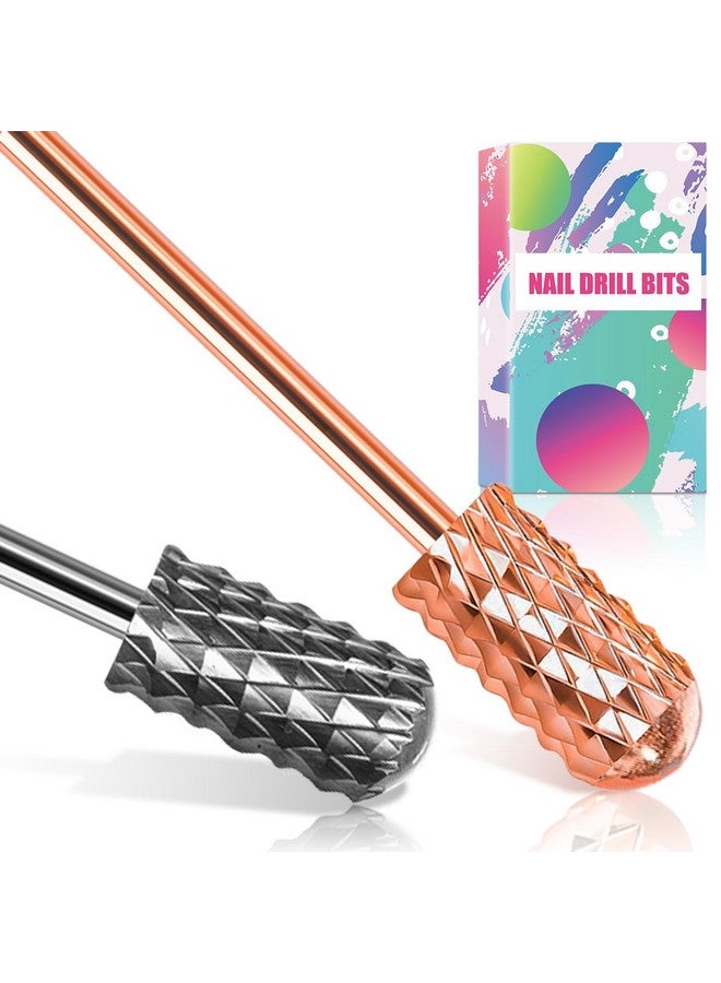 Nail Drill Bits 2 Pcs Safety Nail Bits For Nail Drill 332'' Tungsten Carbide Nail Drill Bit Smooth Round Top Large Barrel Bits Nail Supplies For Nail Tech To Remove Acrylic Nails (2Xc)