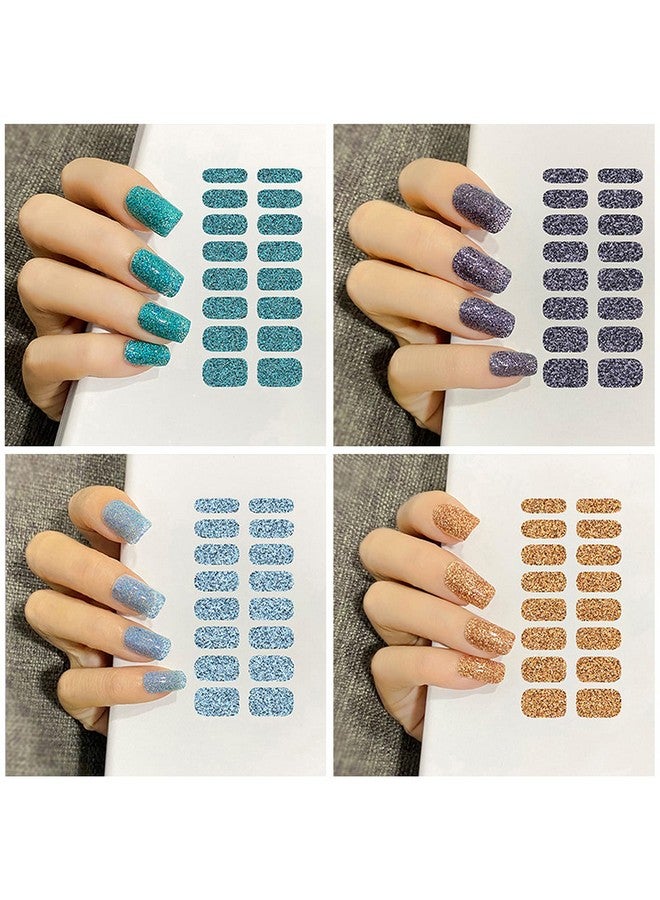 12 Sheets Glitter Nail Wraps Nail Polish Strips Solid Color Nail Polish Stickers Shine Full Wrap Nail Polish Decals Self Adhesive Nail Art Polish Stickers For Women Girls Manicure Tips Art
