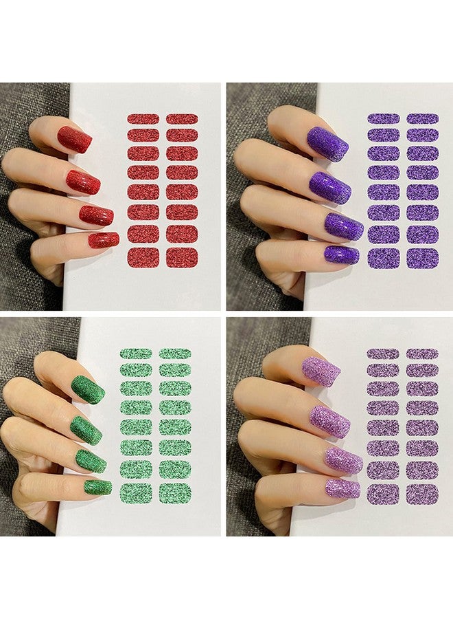 12 Sheets Glitter Nail Wraps Nail Polish Strips Solid Color Nail Polish Stickers Shine Full Wrap Nail Polish Decals Self Adhesive Nail Art Polish Stickers For Women Girls Manicure Tips Art